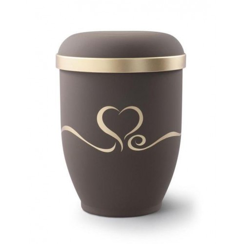 Biodegradable Urn (Brown with Gold Heart Design) 
